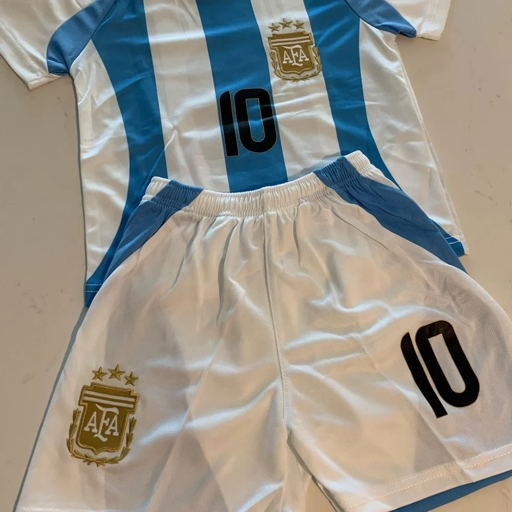 Toddler 4-5T Toddler Messi Argentina 10 Kids Jersey Kit Size 20. - Ships Today - Picture 8 of 9